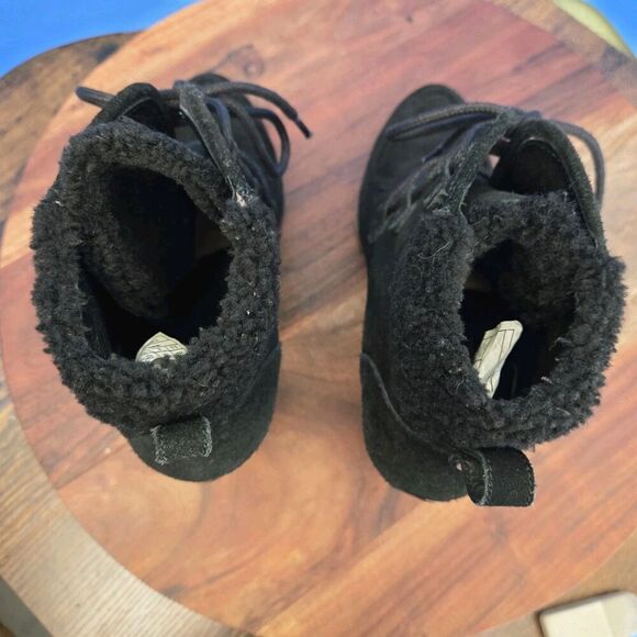 UGG Boots Analise Ankle Boot Women's 9.5 Suede Upper Sheepskin Block Heel Black - Picture 8 of 13